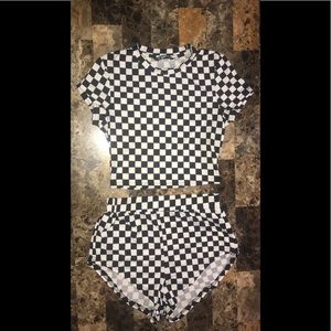 Matching crop top and shorts